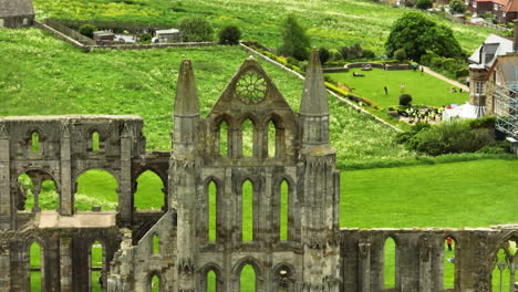 Benedictine-Abbey-Monastery-On-The-East-Cliff-Above-Whitby-In-North-Yorkshire,-England,-United-Kingdom