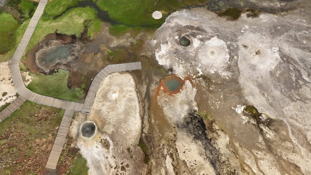 geysers fumarolas y solfataras toma aérea de la parte superior de islandia hveravellir