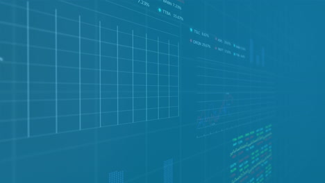 animación de múltiples gráficos con números cambiantes y tableros de negociación sobre un fondo abstracto
