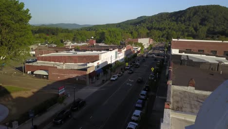 aerial of downtown marion north carolina in 4k