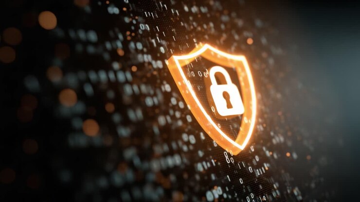 A Digital Representation of Cybersecurity Featuring a Shield and Lock Overlaid on a Background of Binary Code Illustrating Data Protection and Privacy in the Digital Age