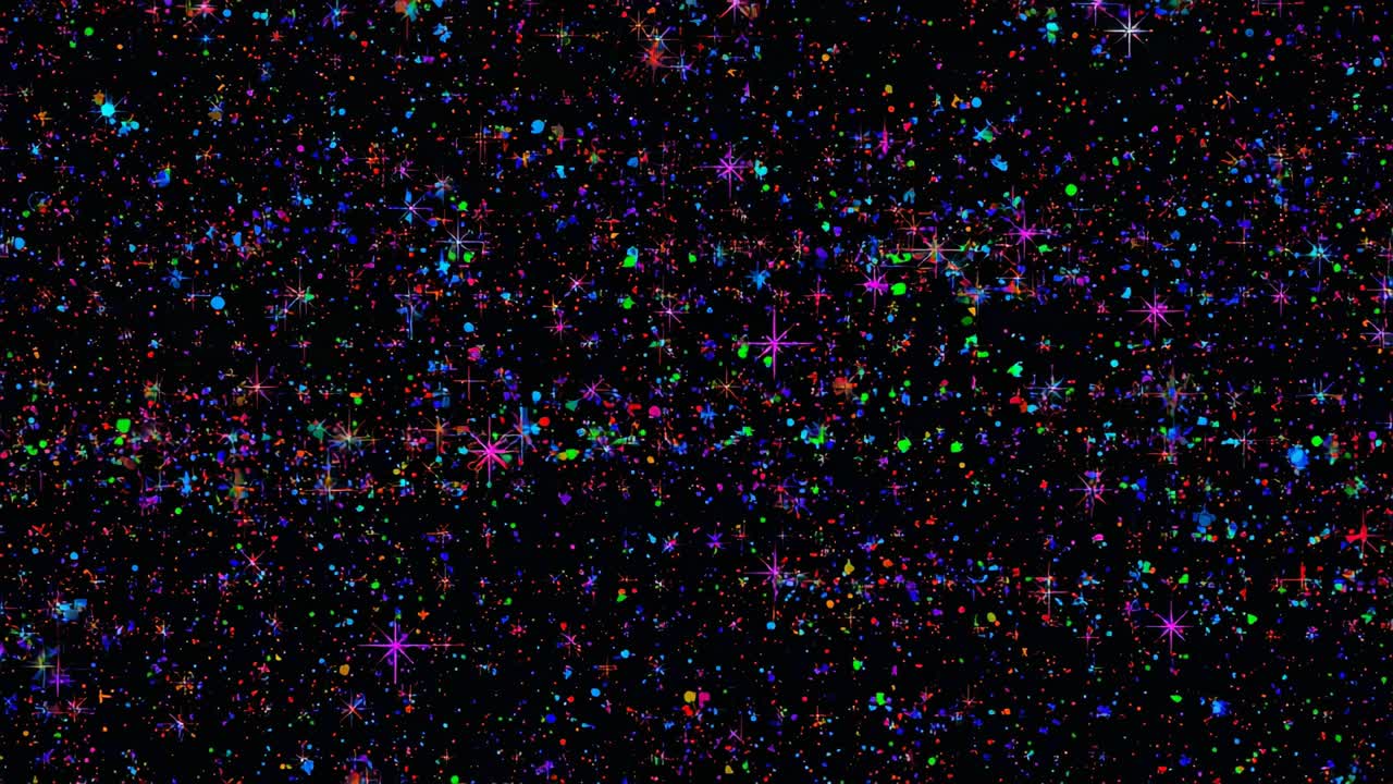 Playing animation, field of flares and sparkles twinkling across void, showing center band as stars