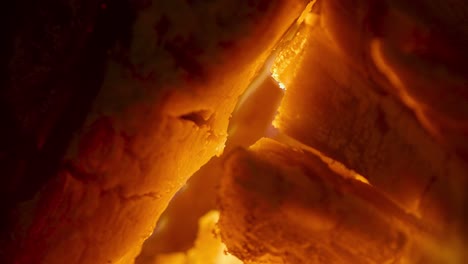 burning firewood in the fireplace. macro shot