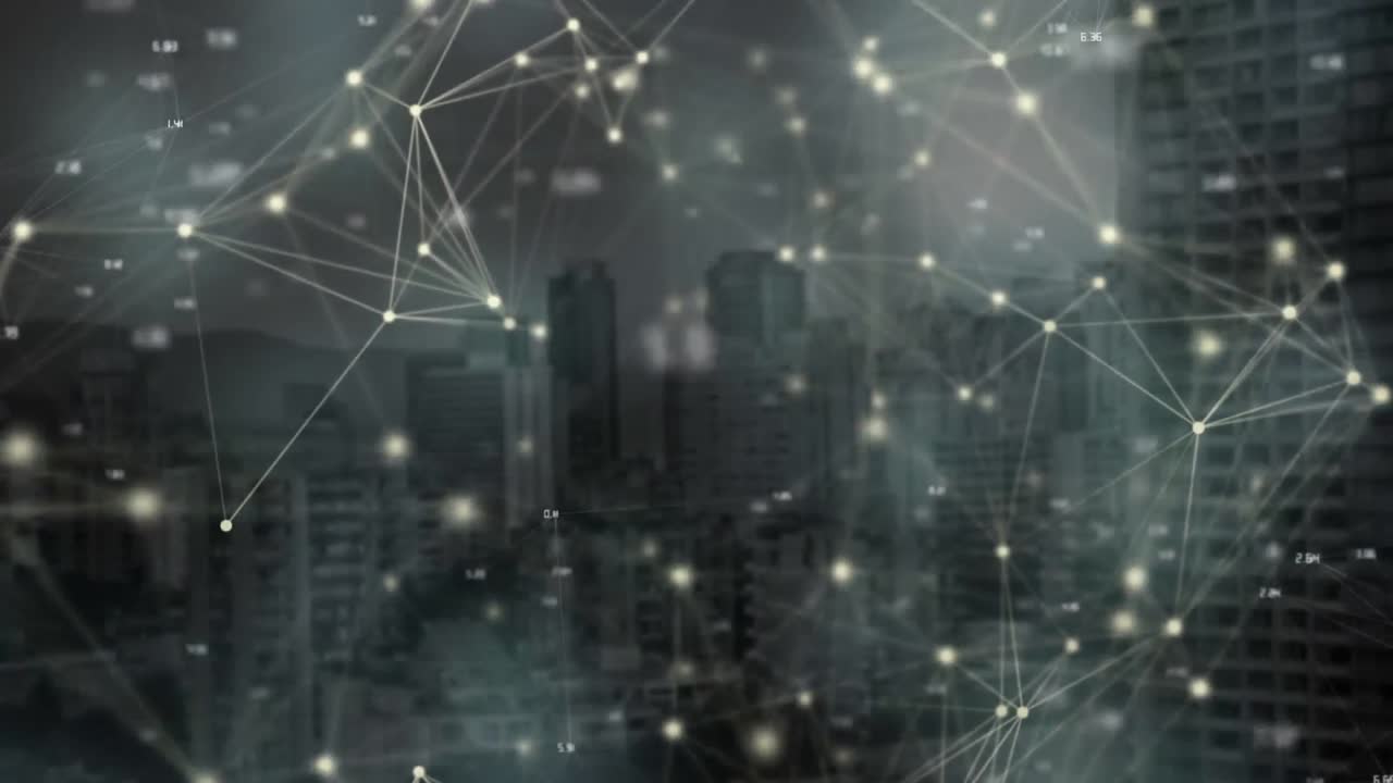 red de conexiones contra el paisaje urbano