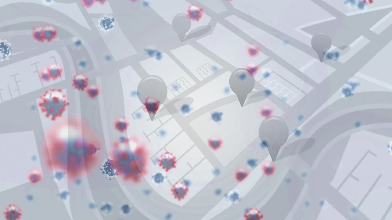 ⁇ 색 배경에 떠다니는 거대한 코로나19 세포의 애니메이션