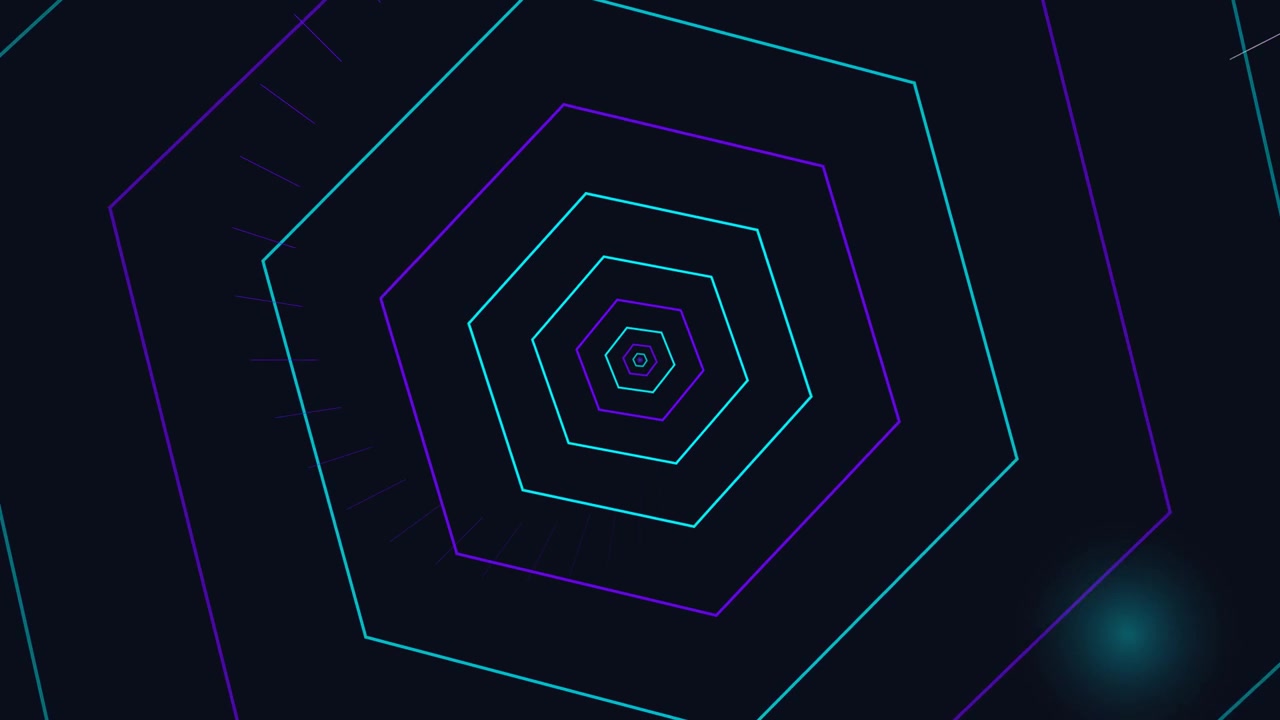 Abstract Motion Background with Glowing Neon Hexagons