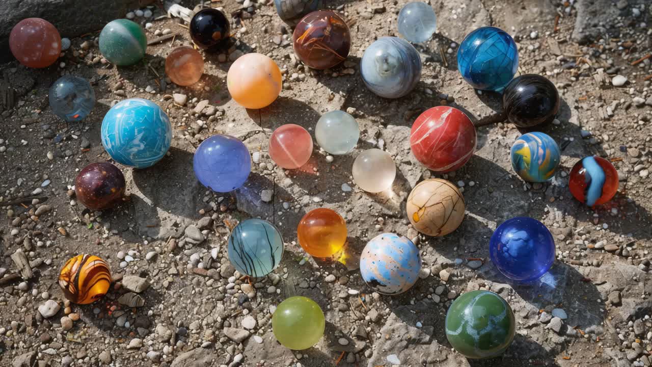 Colorful Glass Marbles on the Ground