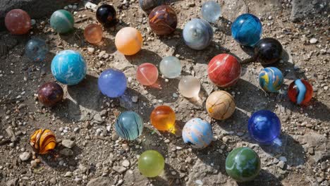 colorful glass marbles on the ground