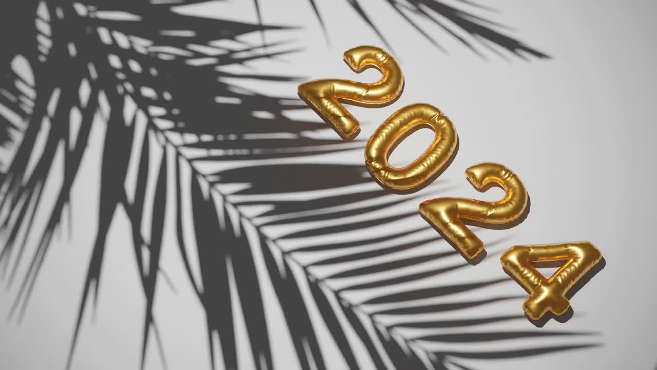 balón de oro 2024 sobre fondo blanco de palmeras siluetas