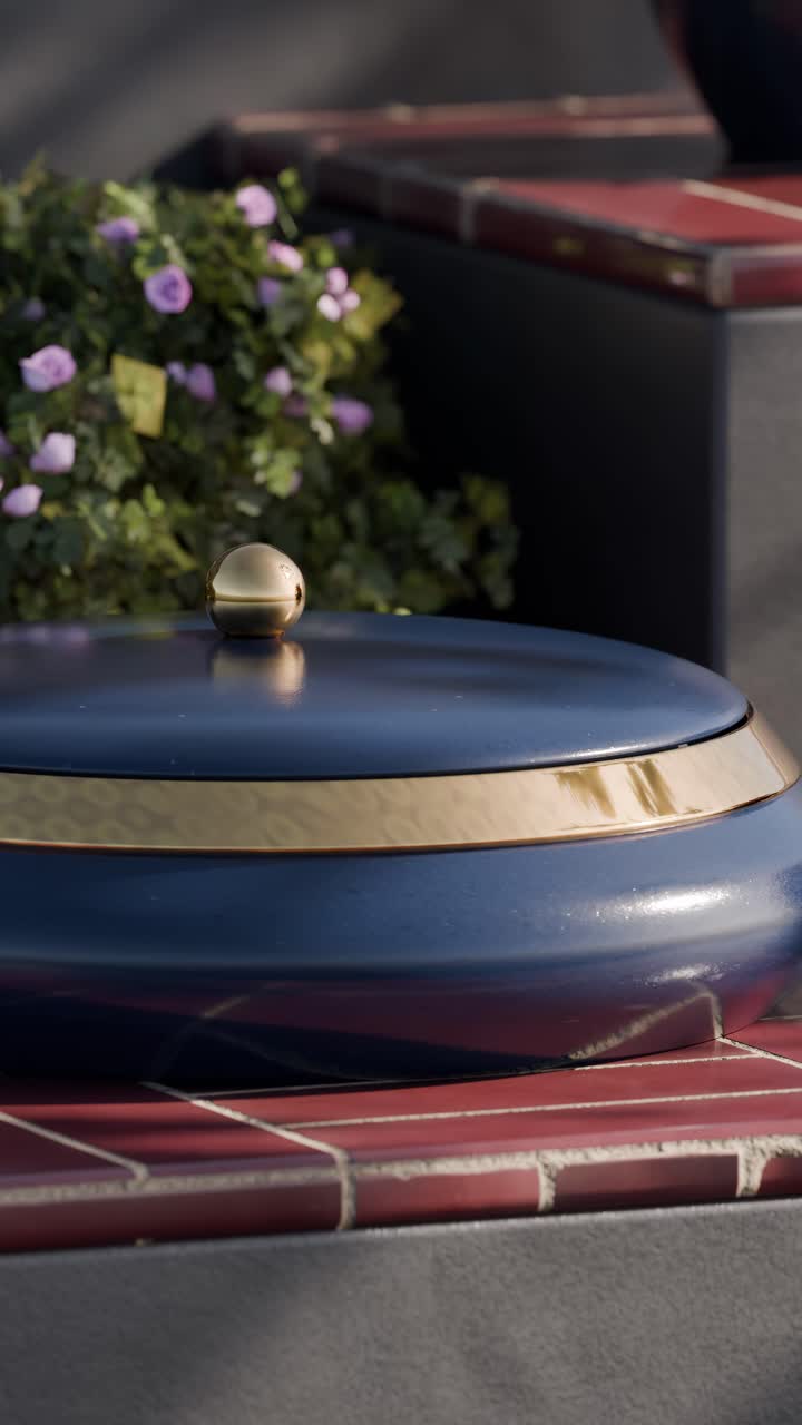 Still life of blue and red objects