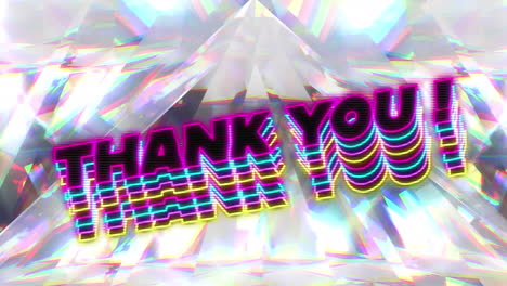 animation of thank you text over glowing crystal