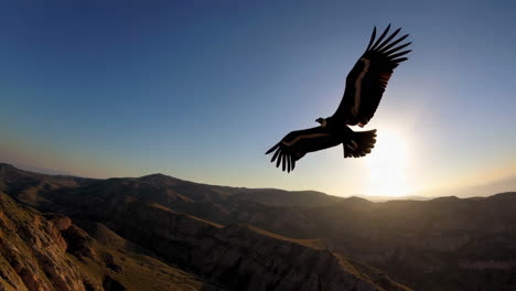 majestic bird soaring over mountain landscape at sunset