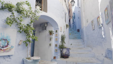 blue alleyway in a moroccan city