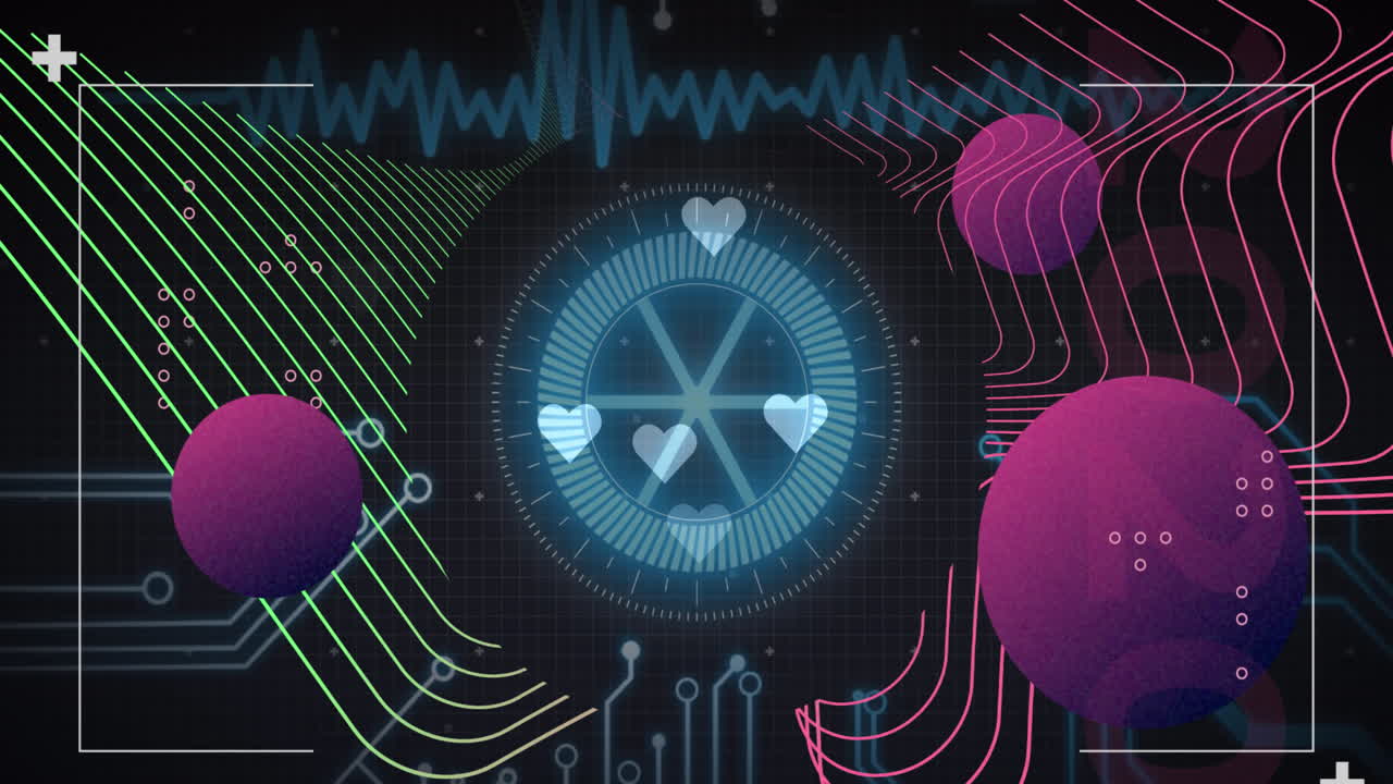 animación del alcance, procesamiento de datos por computadora a través de una placa de circuitos.