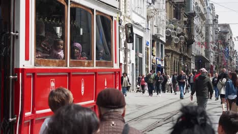 istanbul tram in a city street