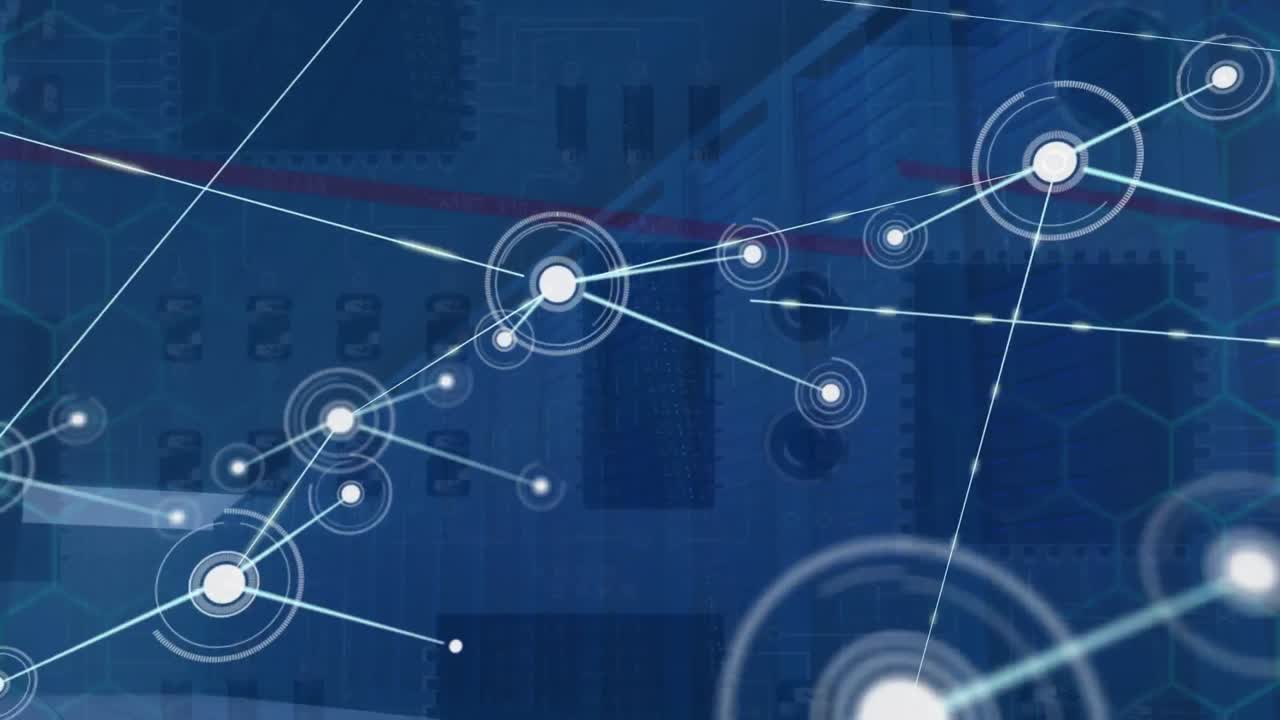 원활한 패턴으로 회로판의 클로즈업에 대한 연결 네트워크의 애니메이션