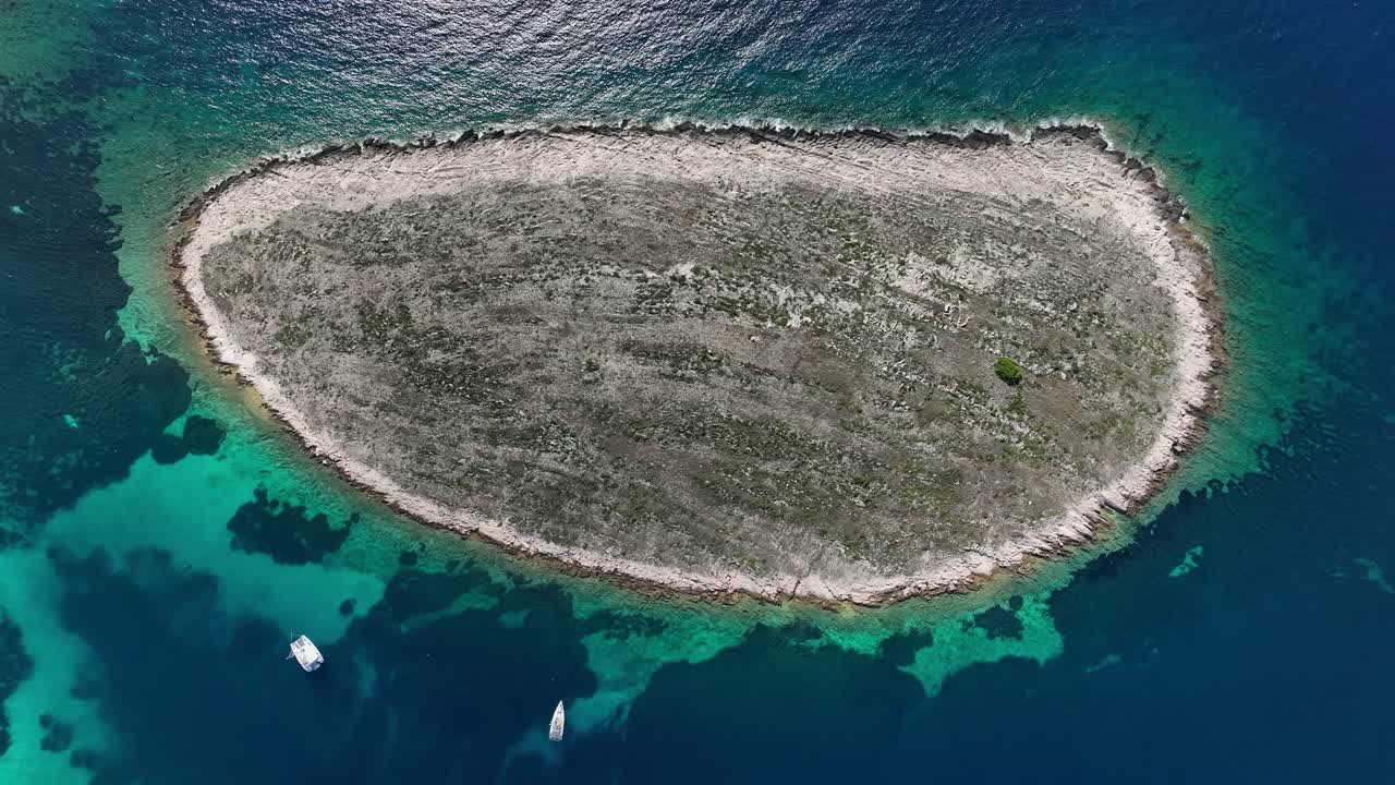 Top Down Vertical Aerial View of Islet in Sea - Kornati National Park