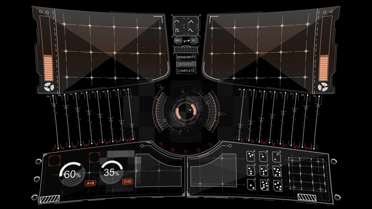 Animated Futuristic HUD User Interface with Digital Data Display
