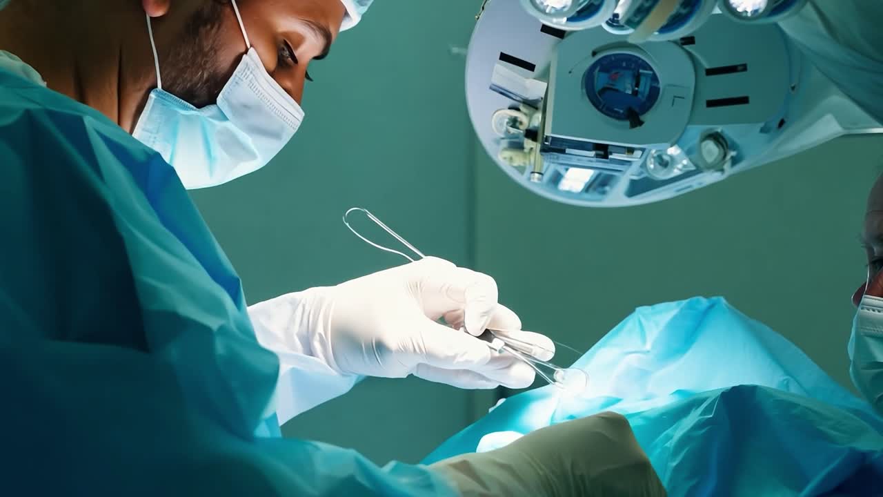 un cirujano realiza una cirugía en una sala de operaciones.