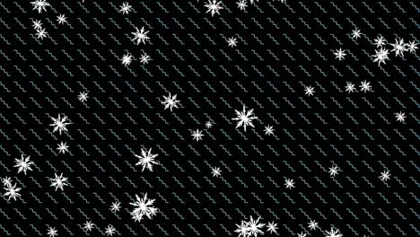 animation of snow falling over zigzag pattern on black background