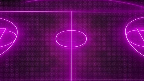 animation of pink neon sports stadium over circles in row on black background