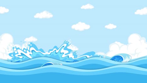 animated whale breaching and diving in ocean