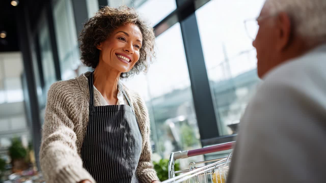 An Engaging Interaction Between a Friendly Vendor and a Customer in a Cozy Cafe Environment, Showcasing Warmth and Connection in a Modern Setting Filled with Natural Light and Inviting Decor