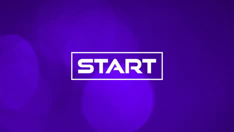 animation of start text over light trails on blue background
