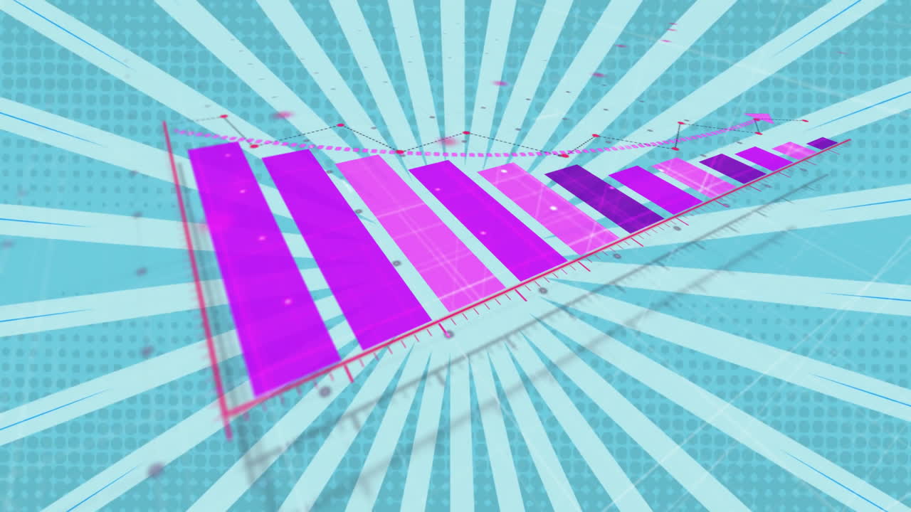 animación de diagramas sobre formas azules en movimiento