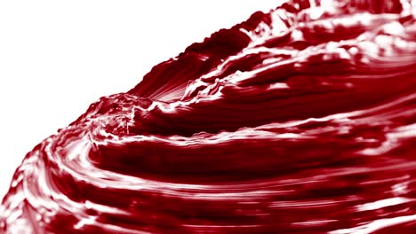 red wavy surface with swirls on white background. 3d loop background