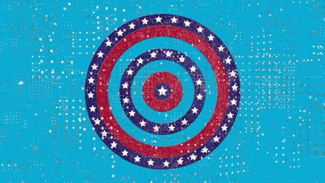 dot pattern design over multiple stars on spinning circles on blue background