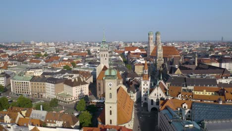 cinematic establishing shot of munich's iconic old town in bavaria, germany