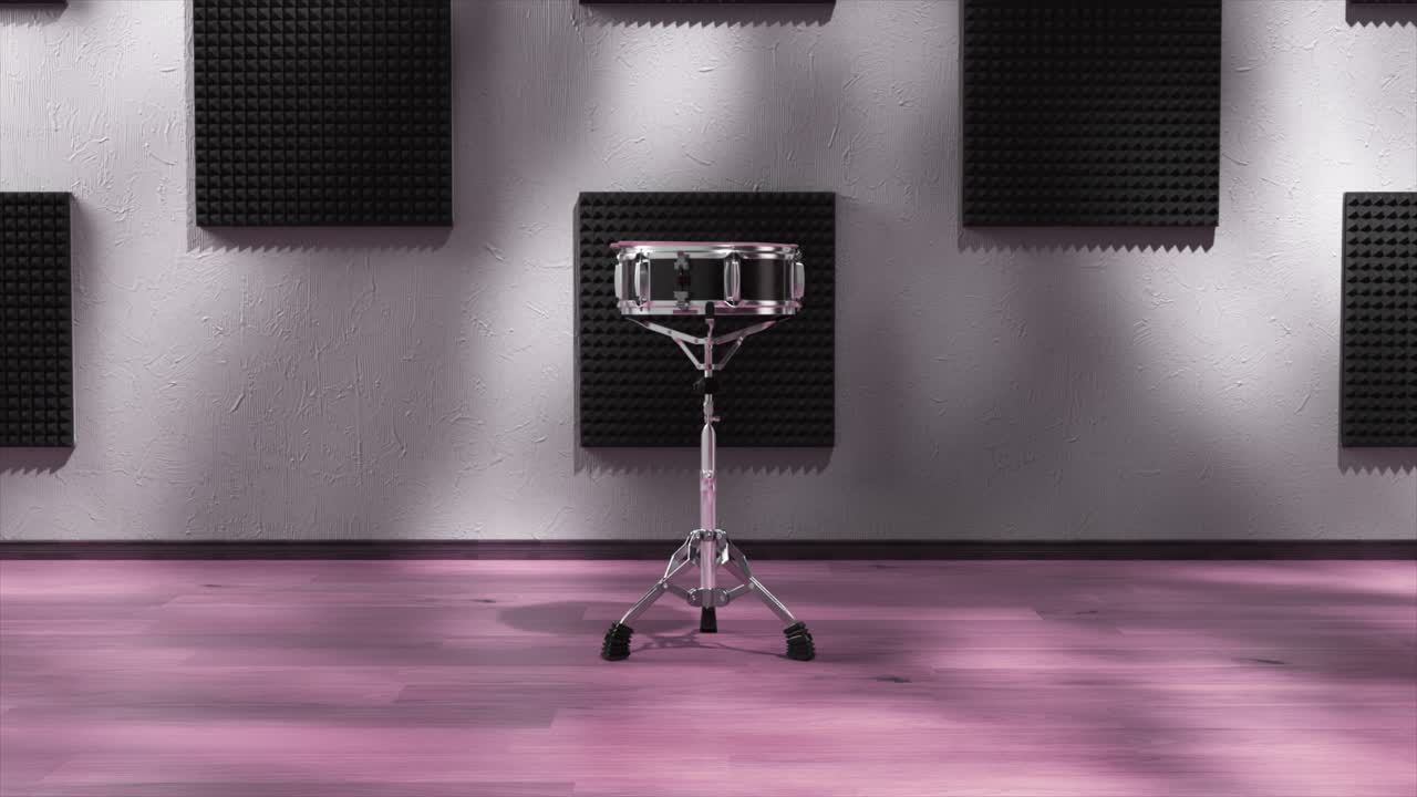 conjunto de tambores pequeños en una sala de música a prueba de sonido