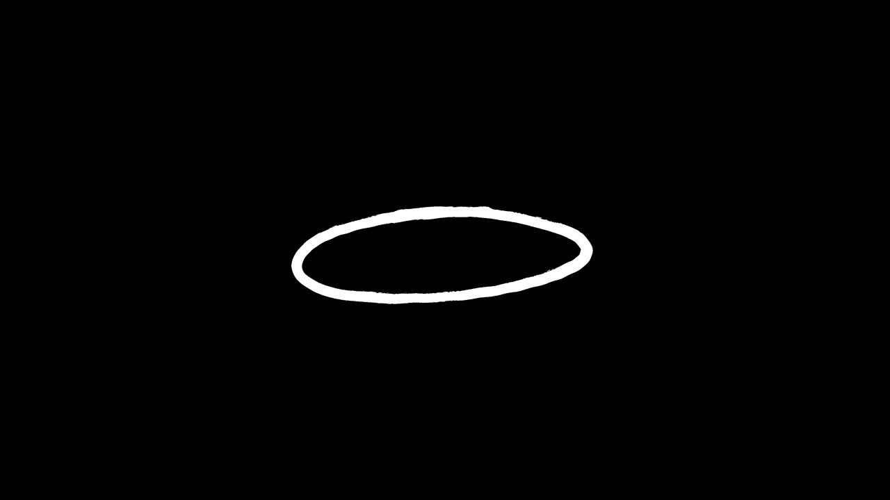 Hand-Drawn White Oval Shape Animation on Black Background