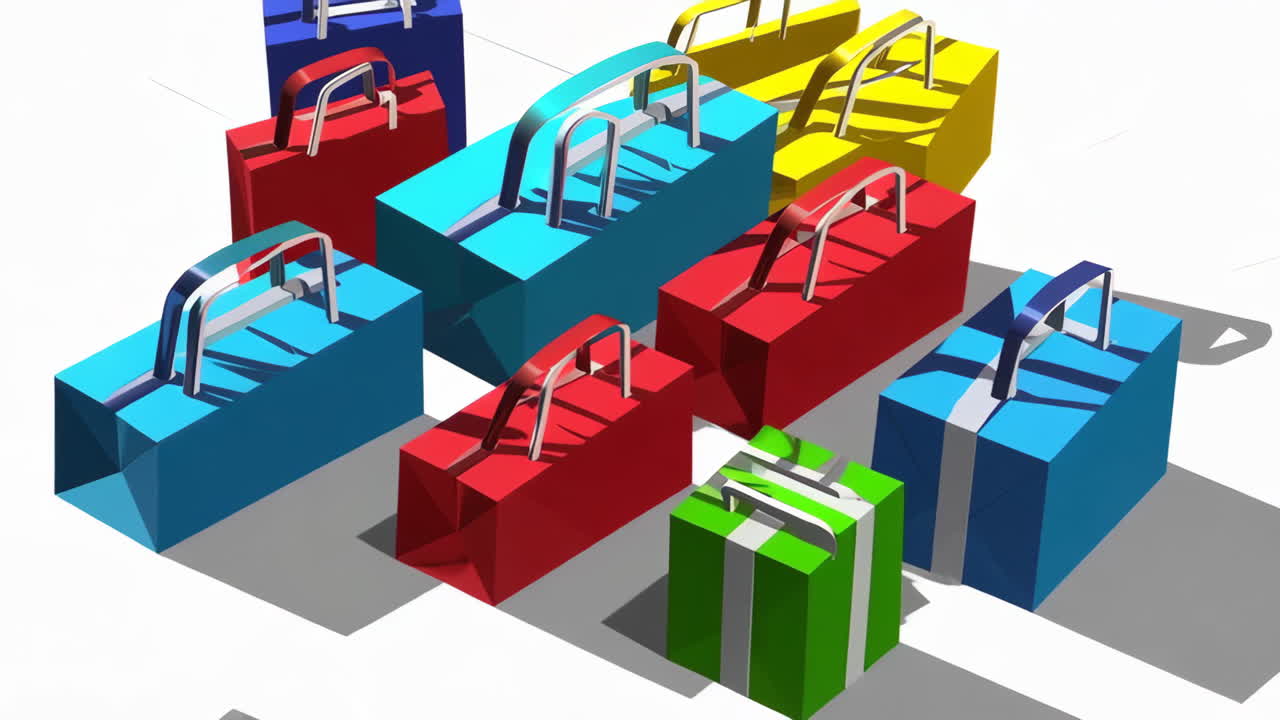 Vibrant Shopping Bags and Gift Box Arrangement