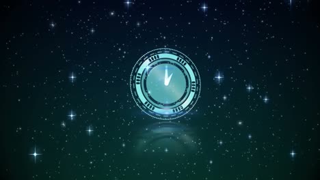 animation of clock with moving hands on starry sky