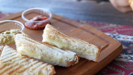 close up of grilled cheese sandwich