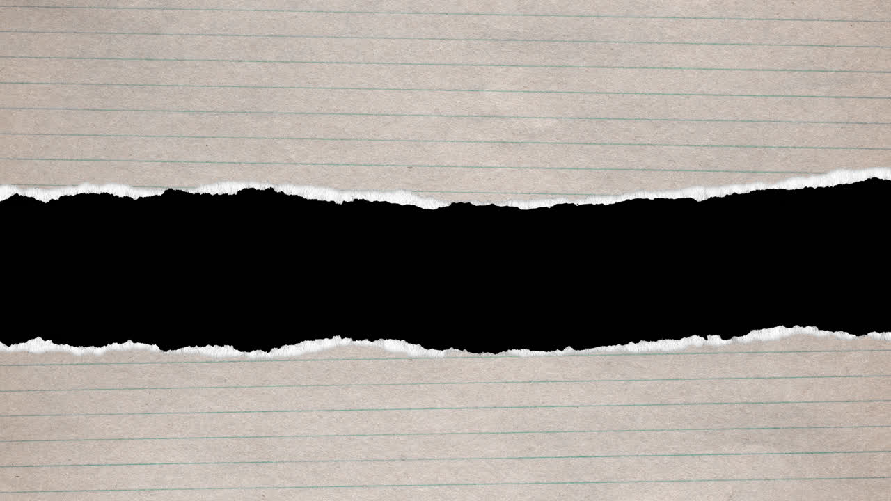 Torn Lined Paper Reveals and Covers Black Background