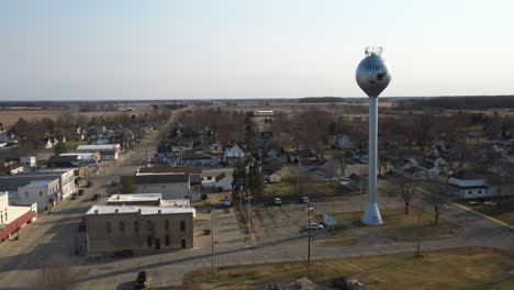 downtown fowler michigan drone video flying sideways