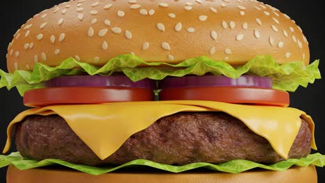 a deliciously juicy cheeseburger with fresh lettuce, tomato, and melted cheese propped on a toasted sesame seed bun, perfect for any meal or snack time