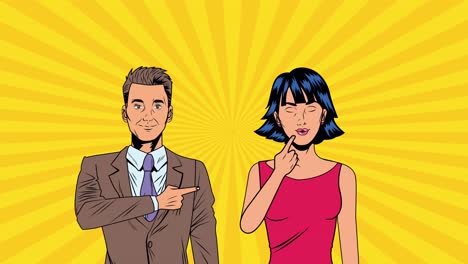joven pareja de animación de estilo pop art