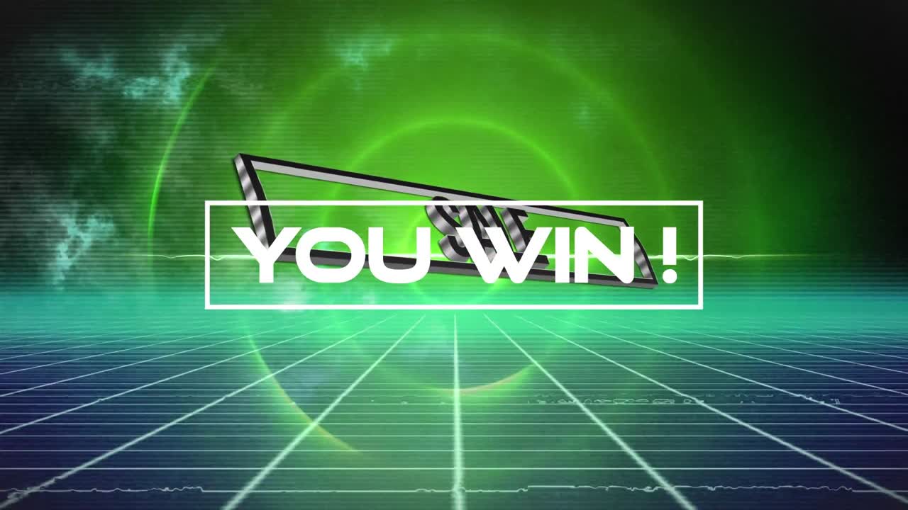 녹색과 해군 디지털 공간에서 당신이 이기고 판매하는 애니메이션