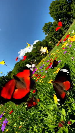 butterflies in a colorful meadow