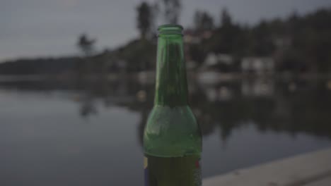 beer bottle at the lake