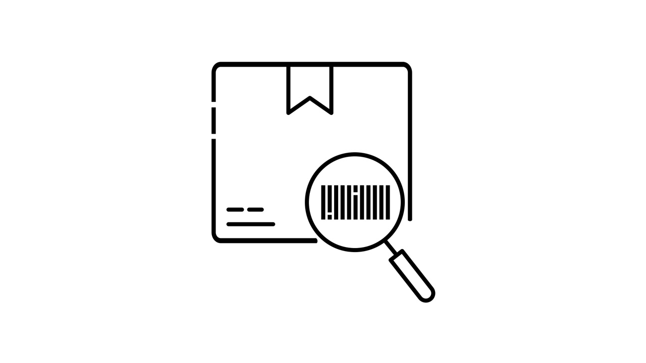 Magnifying Glass Scanning Barcode on a Delivery Box Icon