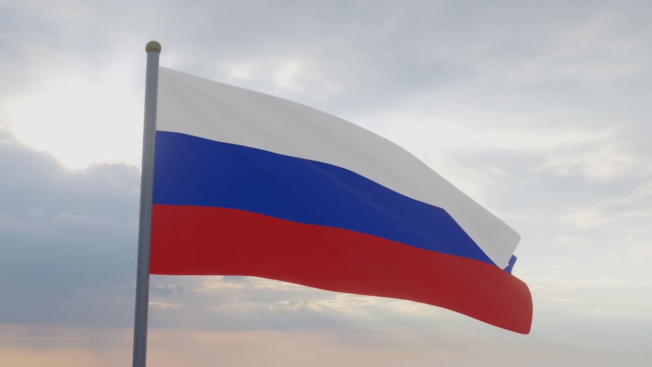 die russische flagge weht im wind.