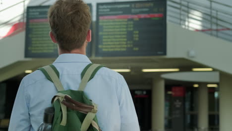 man waiting at train station