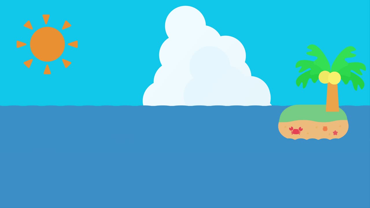 남쪽 섬과 iridescent 구름의 애니메이션