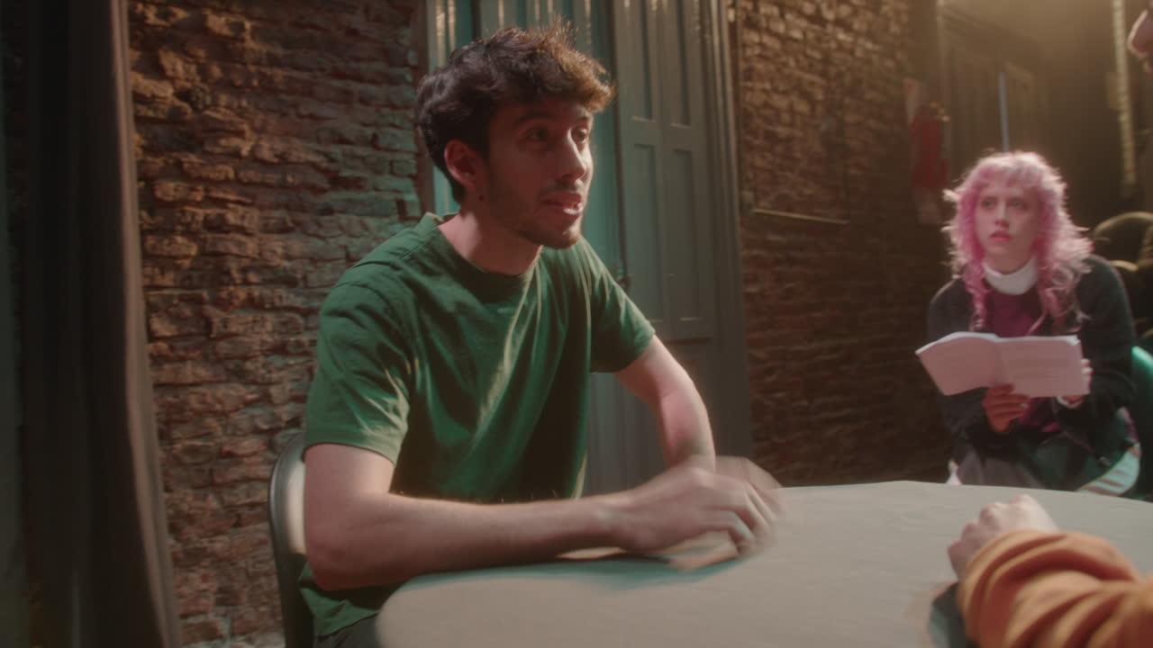 Young Actor Performing on Stage during Rehearsal