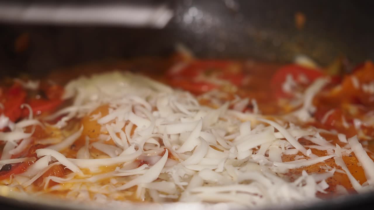 Cooking dish with cheese and tomatoes